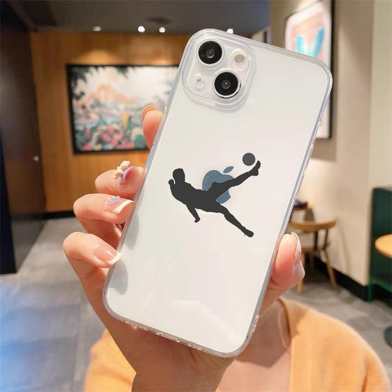 Football Player Soccer Art Clear Phone Case For iPhone 14 13 11 12 Pro Max X XR XS 7 8 Plus SE Soft Silicone Cover Coque Funda