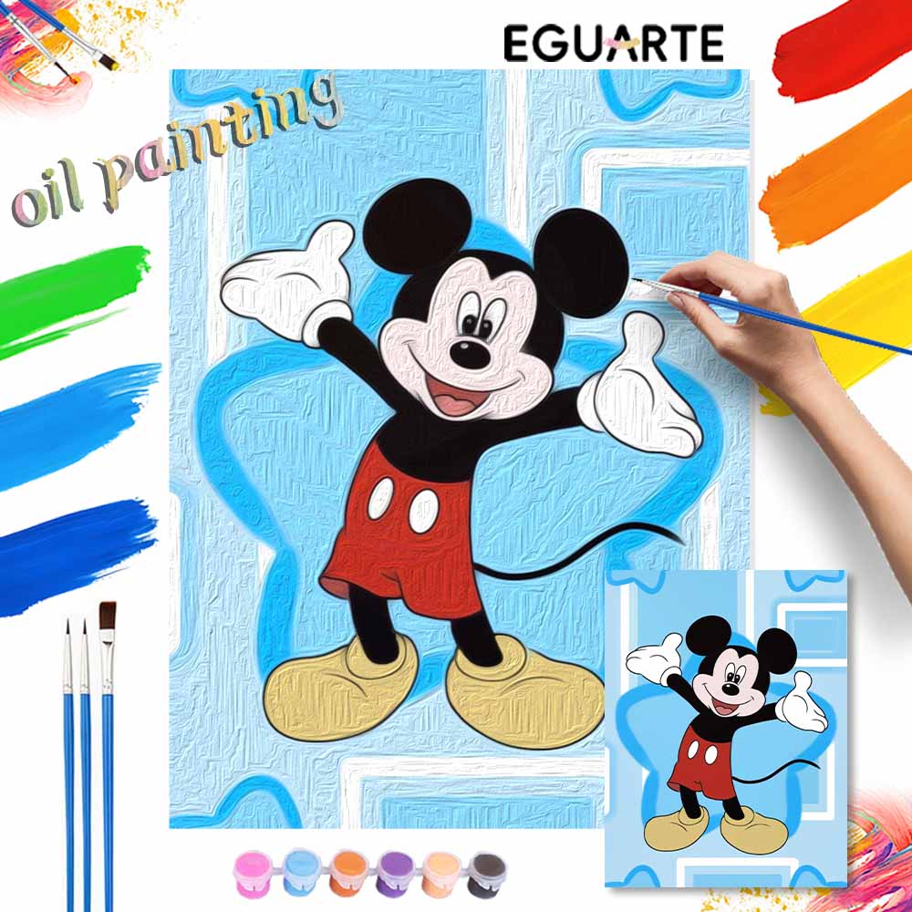 Disney oil painting kit painting art Mickey Mouse bedroom wall decoration handmade diy gift