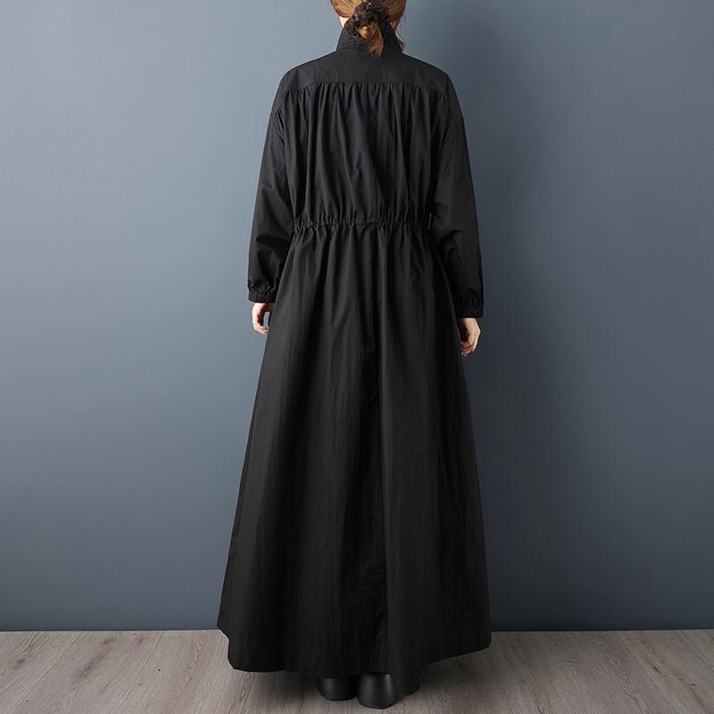 Винтажное черное повседневное свободное осенне-весеннее зимнее пальто тренч оверсайз с длинным рукавом для женщин Верхняя одежда