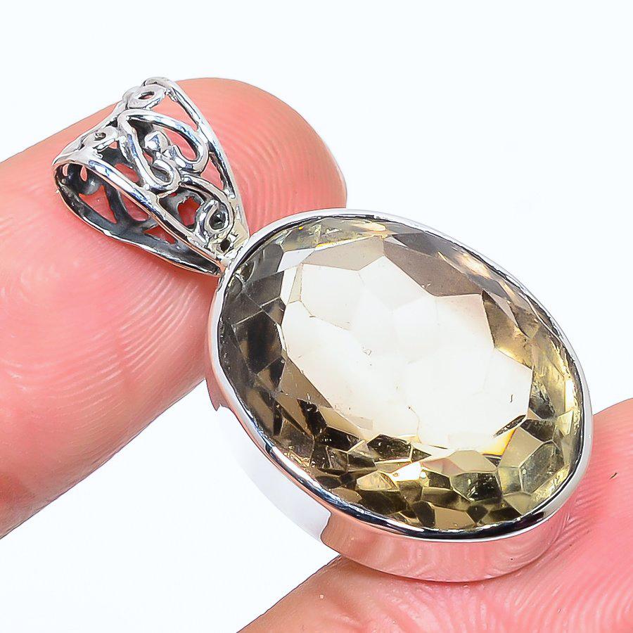 Natural Smoky Quartz Gemstone 925 Solid Sterling Silver Gift Pendant 1.42" J0p58
