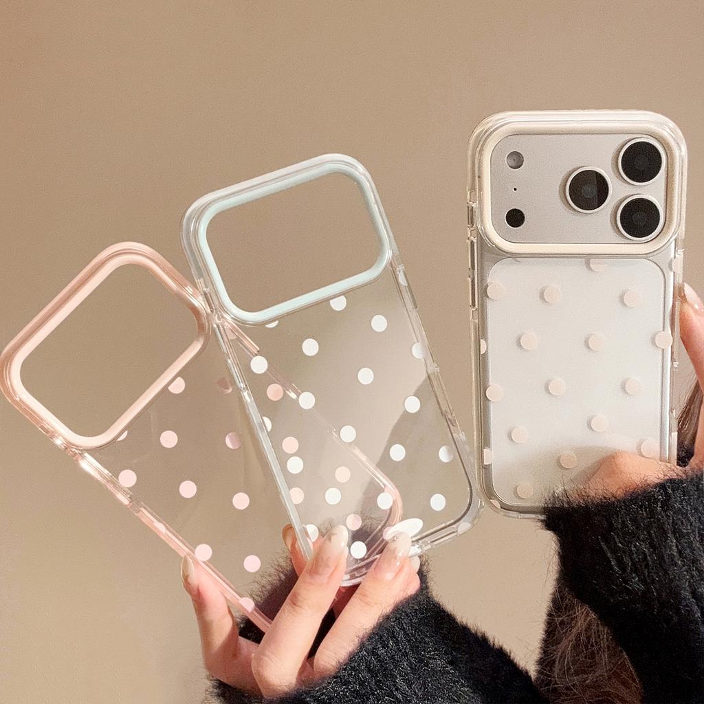 Однотонный чехол для мобильного телефона IPhone17 Apple 16promax с горошком, подходит для 14, простой японский и корейский стиль, 13, прозрачный, 15, мягкий Ke