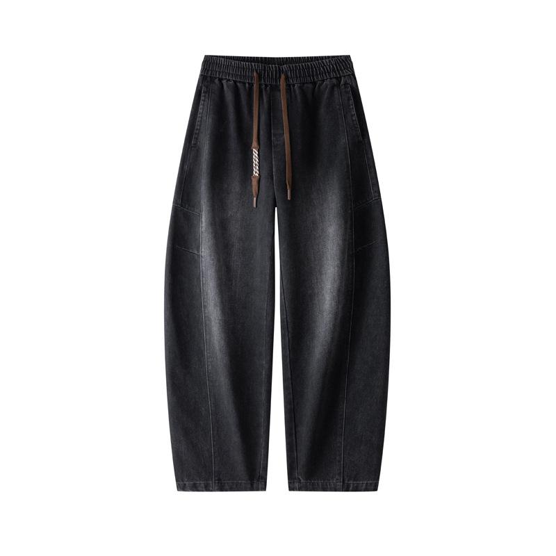 Осень и Зима Новые Свободные Джинсовые Брюки на Резинке и Кулиске Широкие Брюки