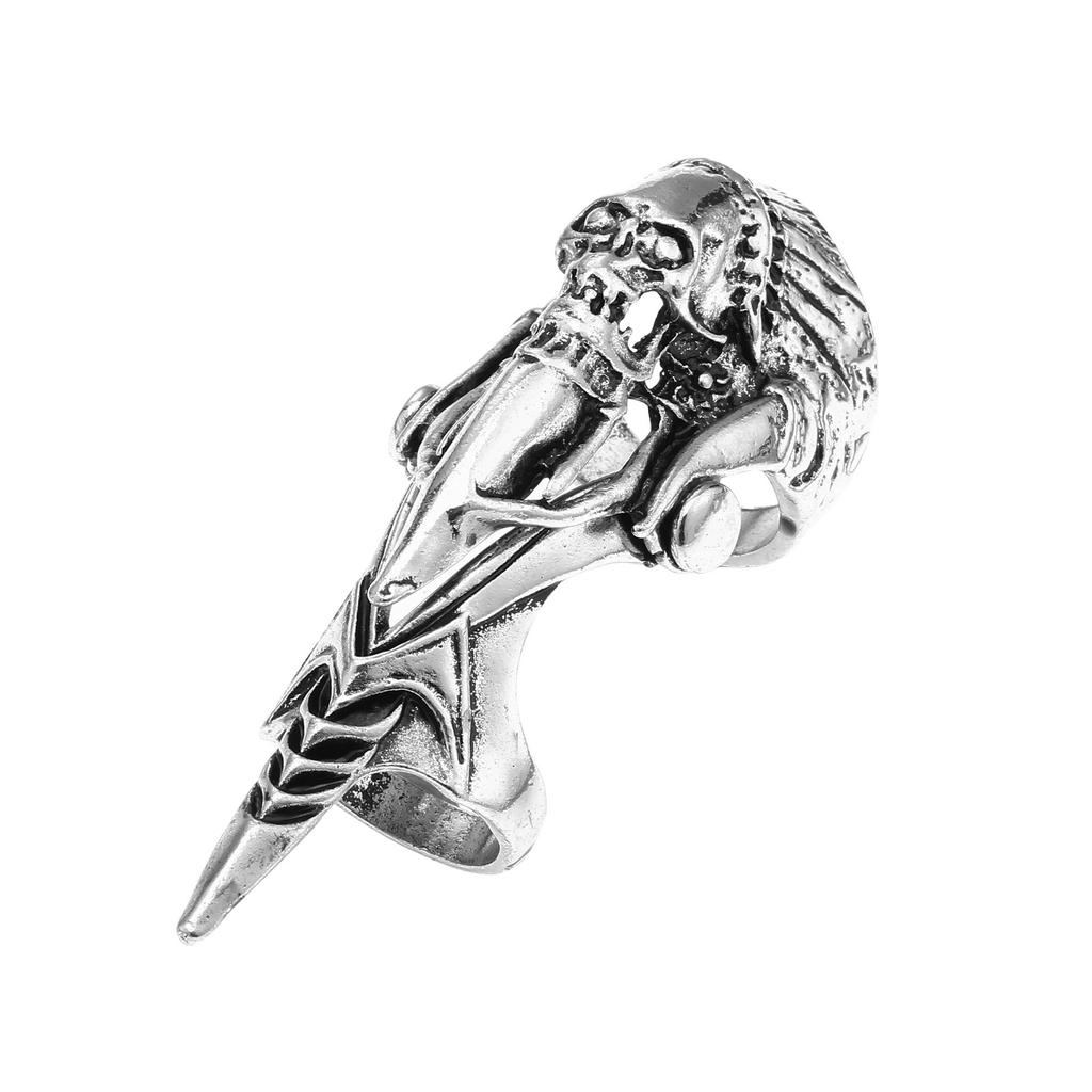 European and American Punk Style Long Ring Rock Skull Dragon Shaped Joint Bent Ring