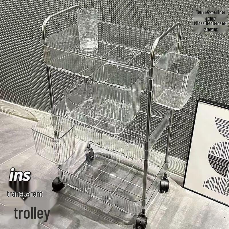 Miling 3-Tier Clear Acrylic Rolling Storage Cart