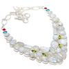 Rainbow Moonstone, Peridot, Blue Topaz Gemstone 925 Silver Necklace 18" JCN326-140