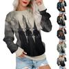 Women's Casual Printing Pullover Long Sleeve Shirt Oversized Sweatshirt