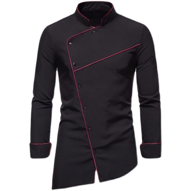 Men's 2025 Solid Color Stand Collar Long Sleeve Plus Size Formal/Casual Shirt, European Fit.