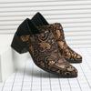 Цветочный принт Модные кожаные туфли Мужские туфли Свадебные туфли Туфли с горошком для вечеринки Банкетные туфли Модные мужские туфли на высоком каблуке Выпускное платье