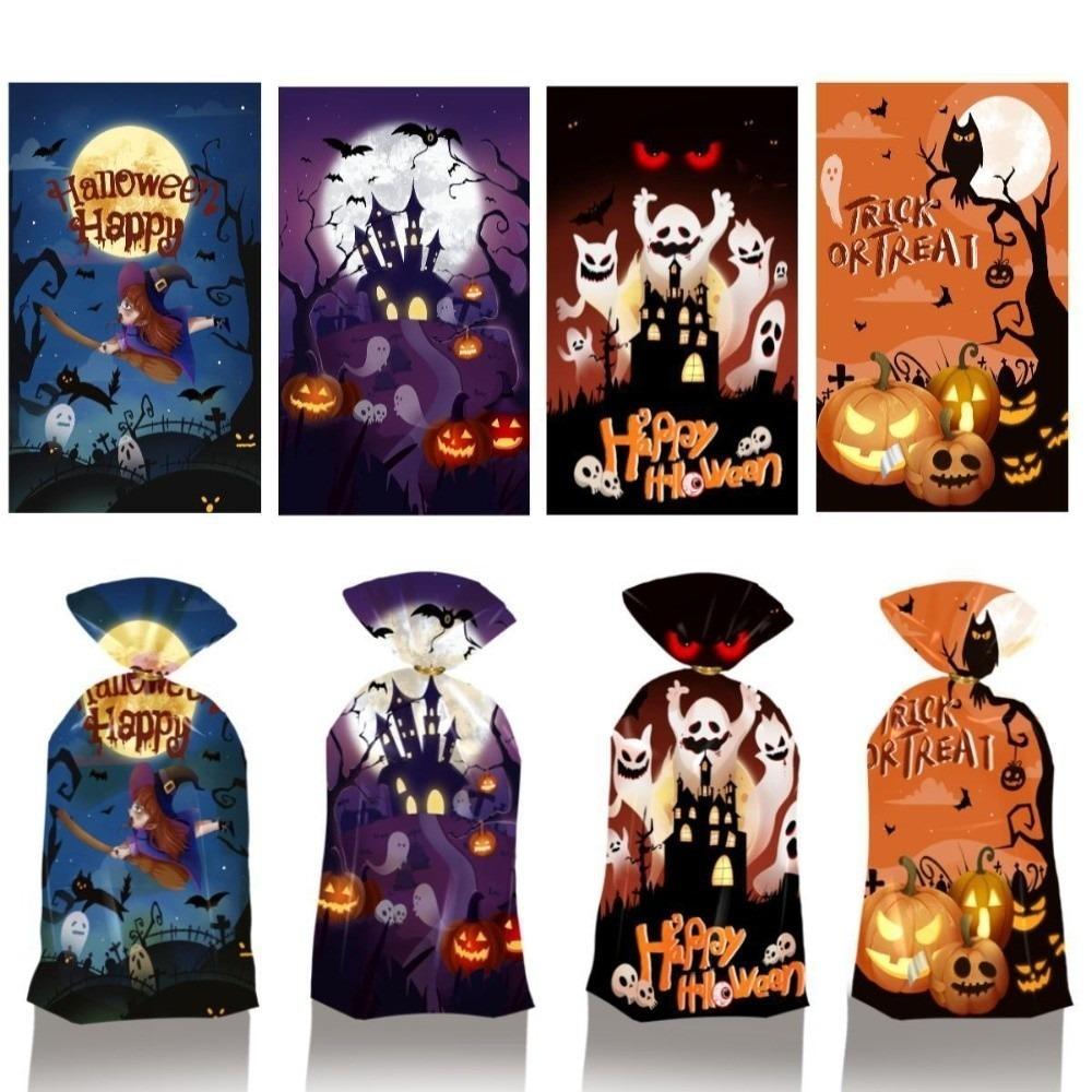 50pcs Exquisite Halloween Candy Bag Cute Drawstring Bag Snacks Candy Biscuit Bag Trick or Treat