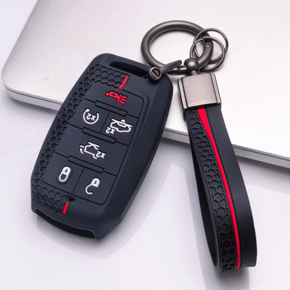 Силиконовый чехол для брелока с кольцом для Dodge Durango Challenger Charger Chrysler 300 для Jeep Grand Cherokee Grand Wagoneer Защитный чехол Подходит для 6