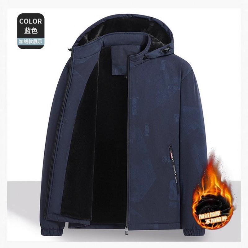 Mens Warm Hooded Jacket Winter Thick Fleece Lined Casual Outdoor Windproof Waterproof Loose Fit