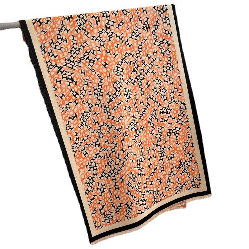 Winter Cashmere Scarf for Women Shawl Luxury Warm Plaid Print Thick Blanket Pashmina Neckchief Bufanda Design