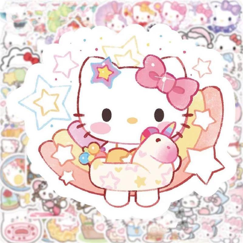 100 Наклеек/Пакетик Милые Наклейки Hello Kitty Наклейка-Запечатка Для Телефона Ноутбука Чемодана Водонепроницаемые Декоративные Наклейки Детская Игрушка Подарок