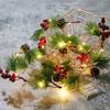 Красная ягодная сосновая шишка Рождественские светодиодные декоративные фонари Огни из медной проволоки Рождественские огни из сосновой шишки Водонепроницаемые струнные украшения из сосновых иголок