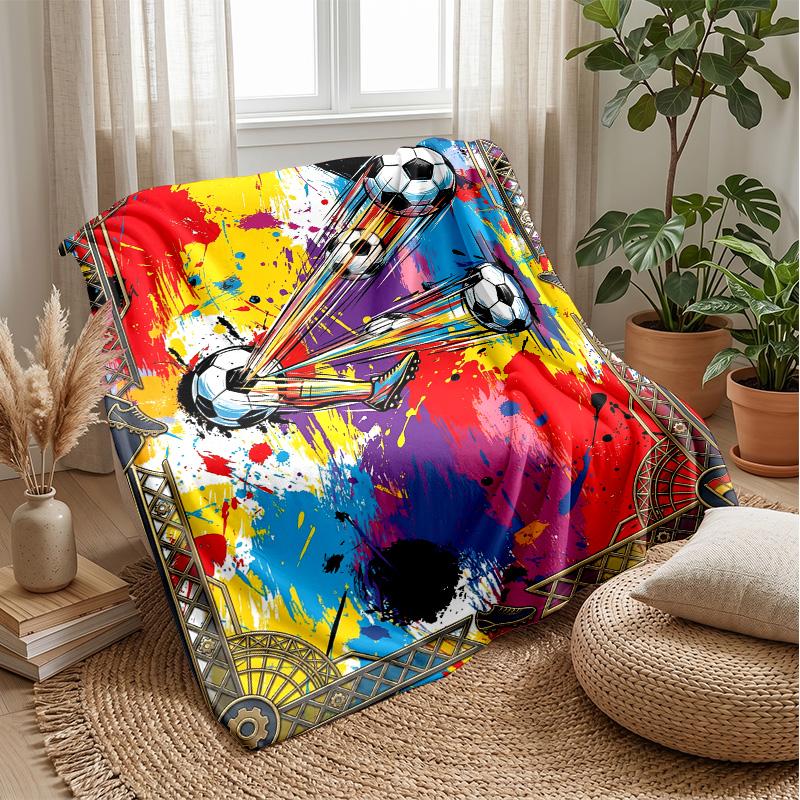 Soccer Art Energy Theme blanket Lightweight Warm Flannel Blanket Decorative Throw Blanket for Home Decoration