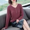 Весна Осень Женская Корейская Мода Элегантный Простой Однотонный Базовый Трикотаж Женский Повседневный V-образный вырез Длинный рукав Тонкий Пуловер Топы