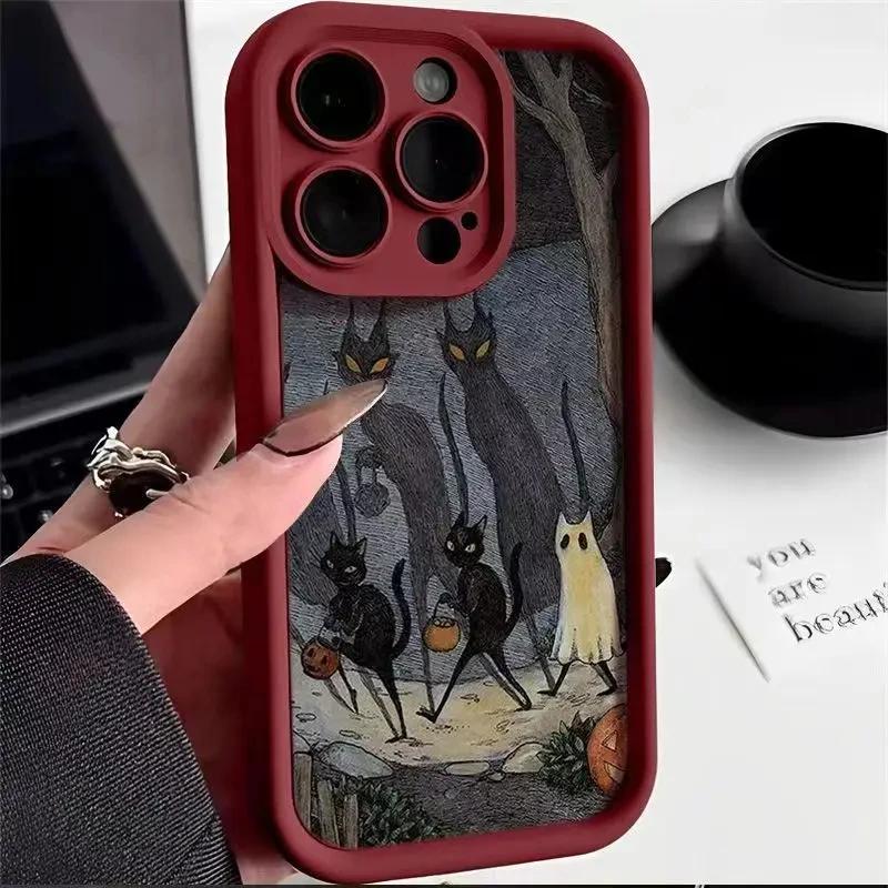 Темный Забавный Монстр Кот Лиса Креативный Чехол для Телефона Для iPhone 17 16 15 14 13 11 12 Pro Max 7 8 Plus X XS XR Ударопрочная Задняя Крышка
