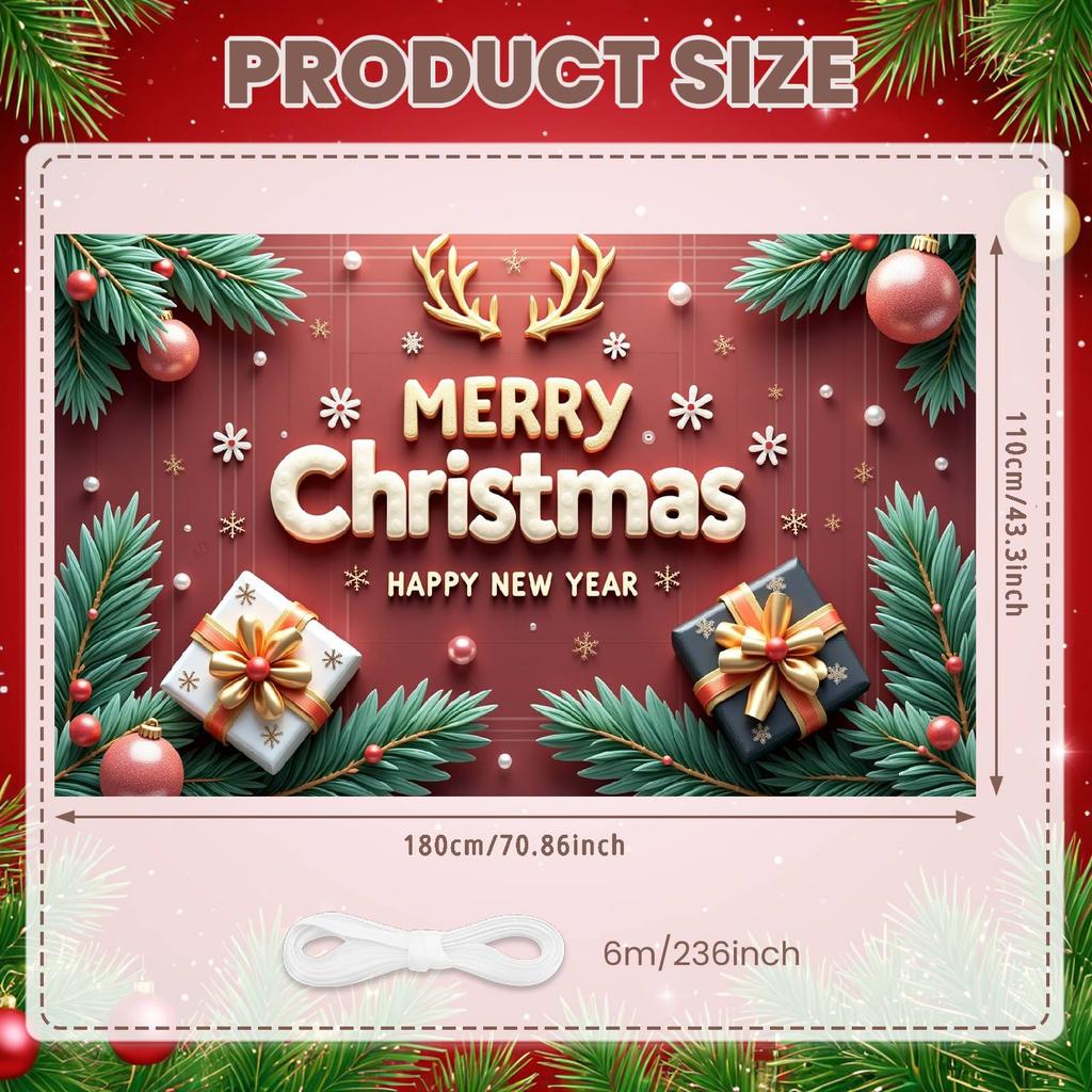 Xmas Banner New Year Christmas Decoration Banner Christmas Banner Reindeer Antler Decor For Office Decor Mall Decoration
