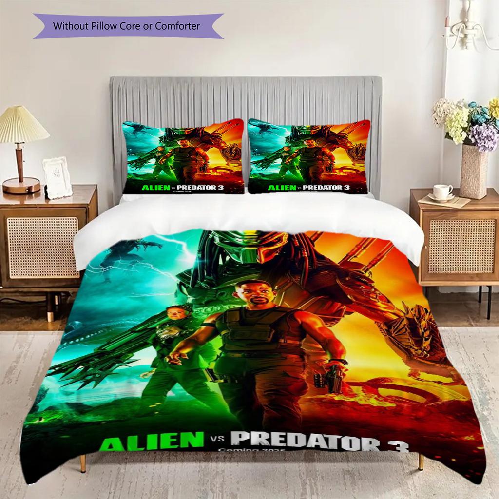 Alien Vs Predator Cosmic Dance Bedding 1 Duvet Cover 2 Pillowcase Without Core Christmas Birthday Gift Duvet Cover And Pillowcase