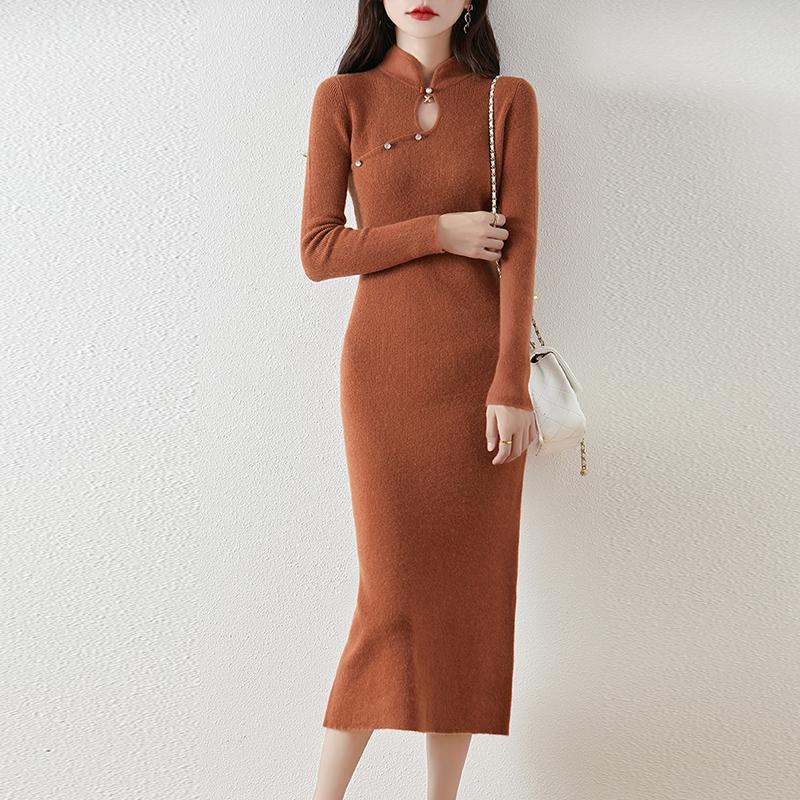 Женское платье-свитер 100% шерсть MODERN NEW SAGA вязаный длинный пуловер зимние джемперы шерстяное длинное платье женское