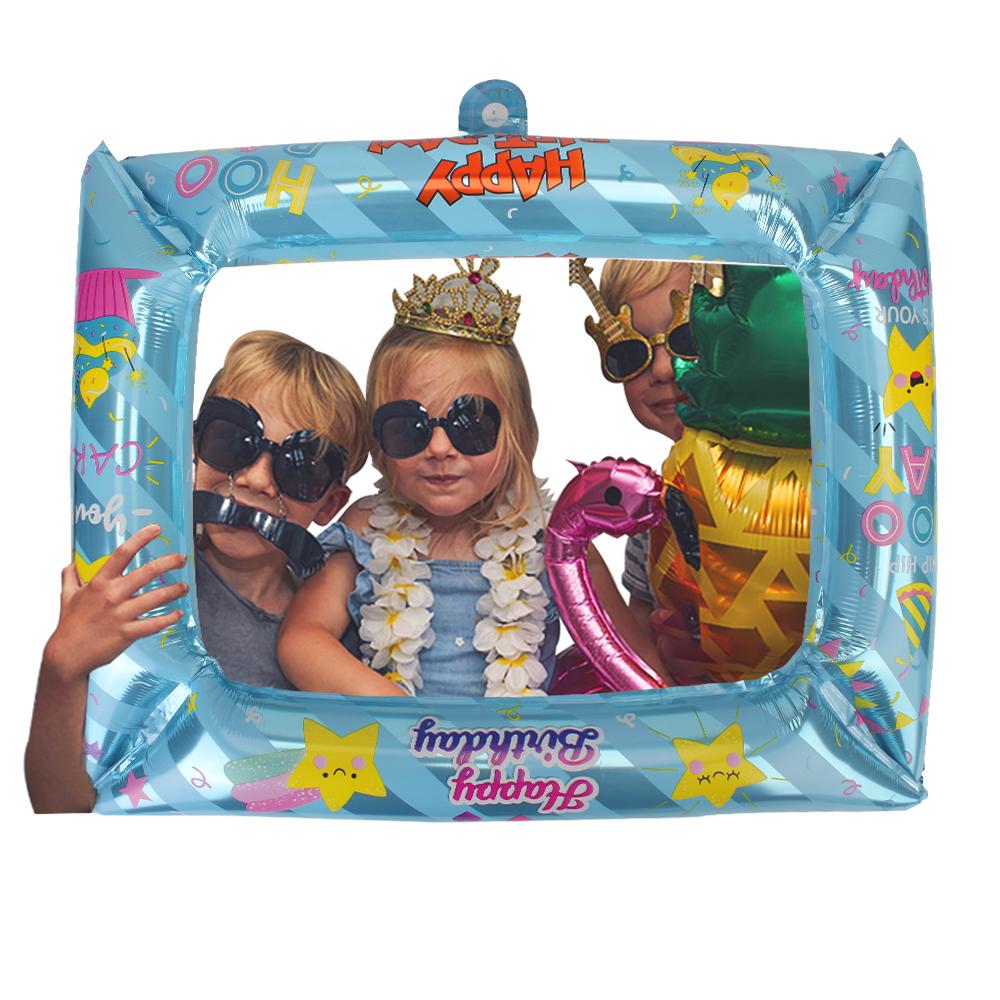 1 шт., фольгированные шары с днем ​​рождения, реквизит для фотосессии, украшения для выпускной вечеринки, воздушный шар, фоторамка, фотобудка на день рождения