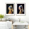 World Famous Painting Johannes Vermeer Creative Girl and Cat With The Pearl Earring Classic Vintage Poster Wall Art Decorations