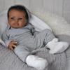 19 Inch Already Painted Finished Reborn Dolls Lanny Handmade Dark Skin Newborn Baby Dolls Realistic Soft Cloth Body Simulation Doll Kid's Playmate Toy
