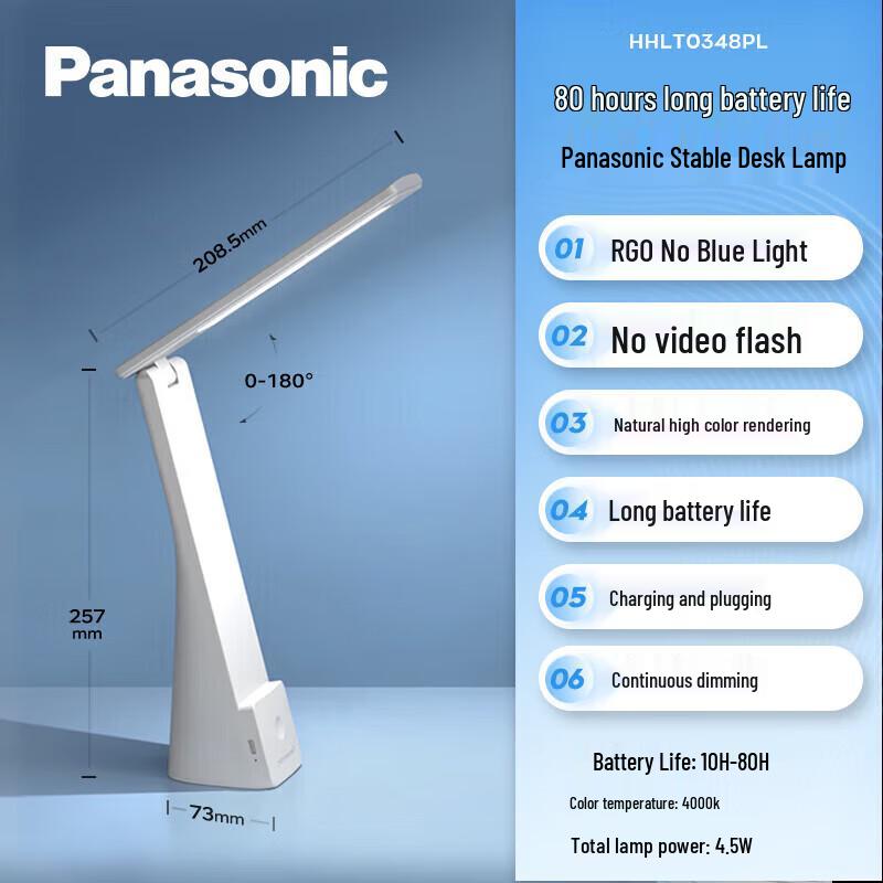 Panasonic HHLT0348PL LED Eye-Protection Rechargeable Desk Lamp