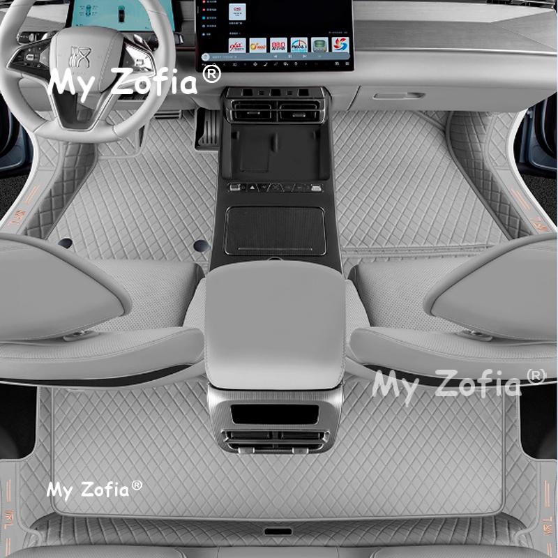 Кожаные автомобильные коврики для BYD Han L DM EV 2025 2026, индивидуальные коврики для ног, ковры, коврики для салона, полный комплект аксессуаров