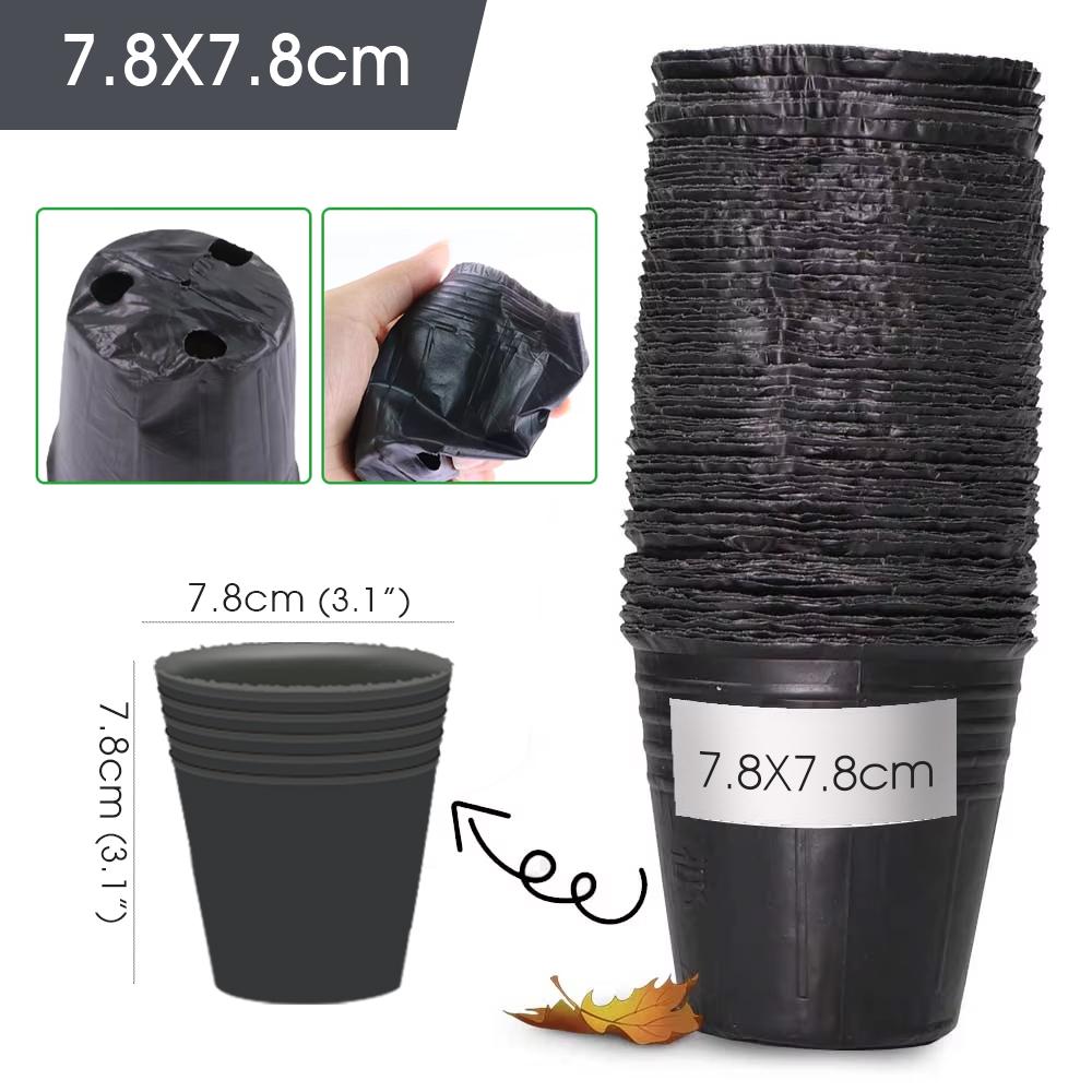 50 шт. Садовые Черные Мягкие Пластиковые Мешки для Рассады Горшки для Выращивания Растений Утолщенный Горшок для Проращивания Семян Цветов Овощей Отдельная Коробка