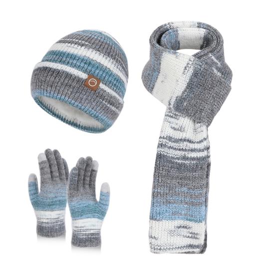 Набор из 3 предметов: женская зимняя шапка, шарф, перчатки, утолщенная бархатная подкладка