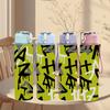 1PC Graffiti Street Art Font 750ml Color Plastic Sports Water Bottle Leakproof Flip Straw Lid Suitable for Sports Office Home Use