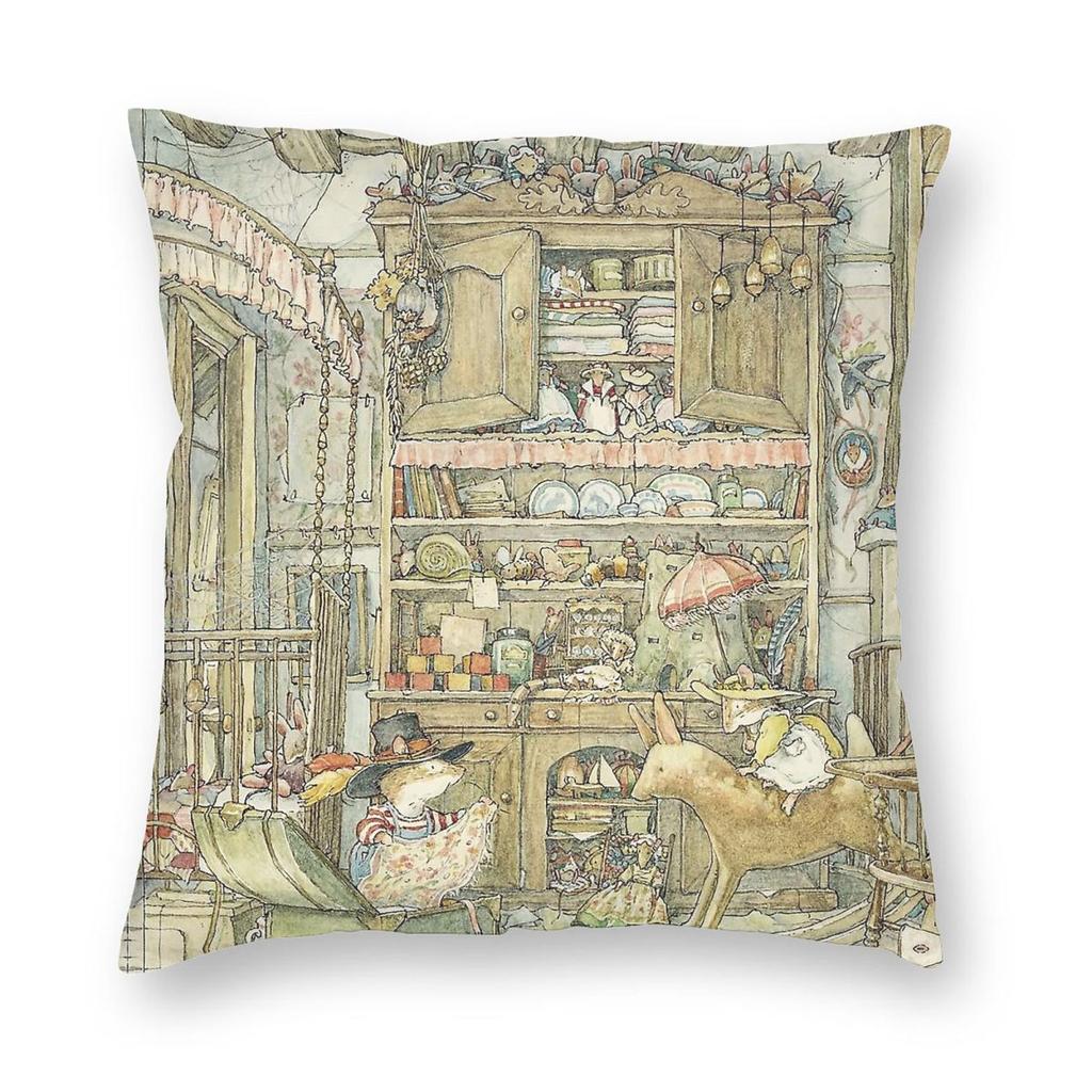 Brambly Hedge Old Oak Palace Square Pillowcase Polyester Linen Velvet Pattern Zip Decorative Pillow Case Bed Cushion Cover