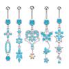 New Arrival High Quality Five -Piece Blue Turquoise Series Navel Ring Combination