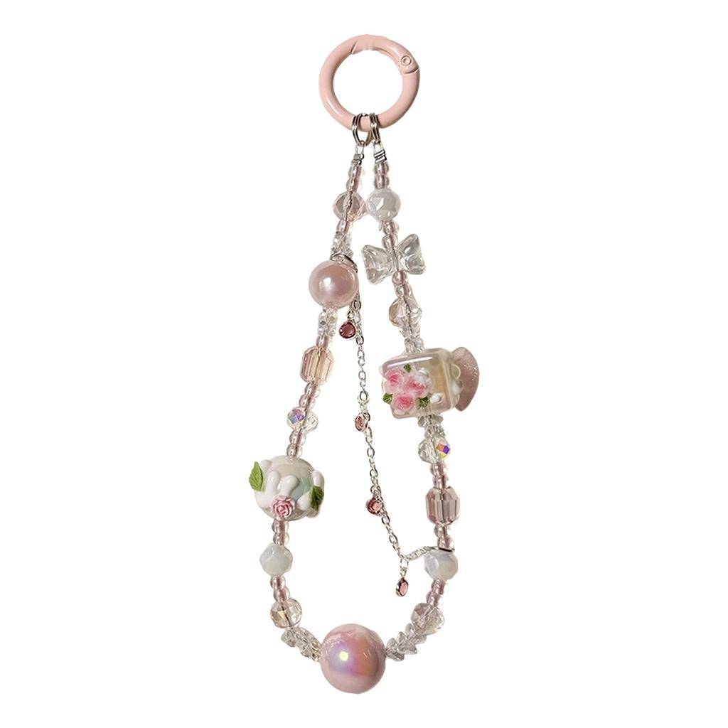 Beaded Camera Phone Strap with Cuteness Butterfly Digital Charm Fashionable Phone Accessory for Phones and Bags