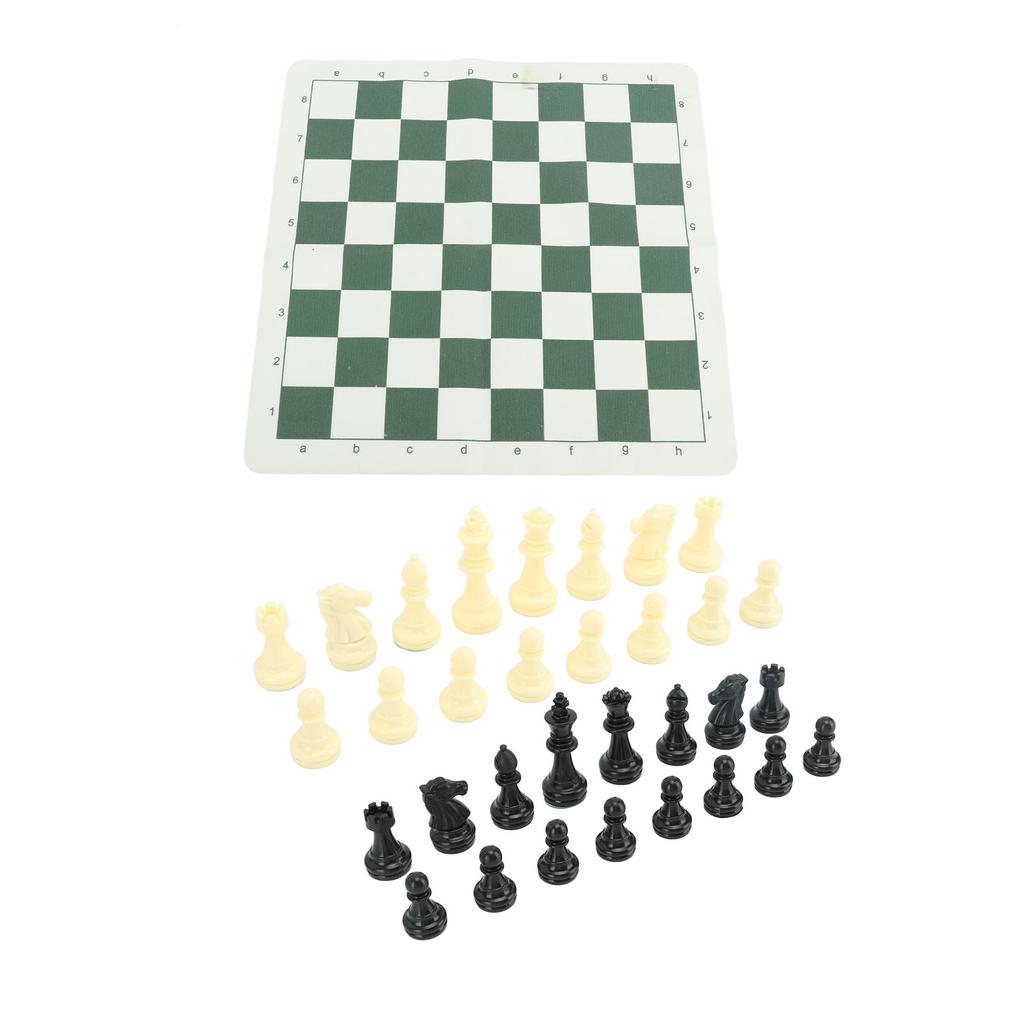 Portable Chess Set Travel Chess Board Game Set Imitation Leather PU Checkerboard 32 Chess Pieces