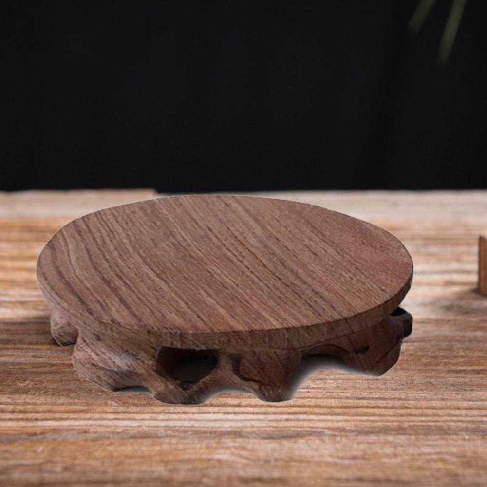 Exquisite Solid Wood Pedestal Vintage Figurines Stand Tea Sets Crafts Display Stands Stores