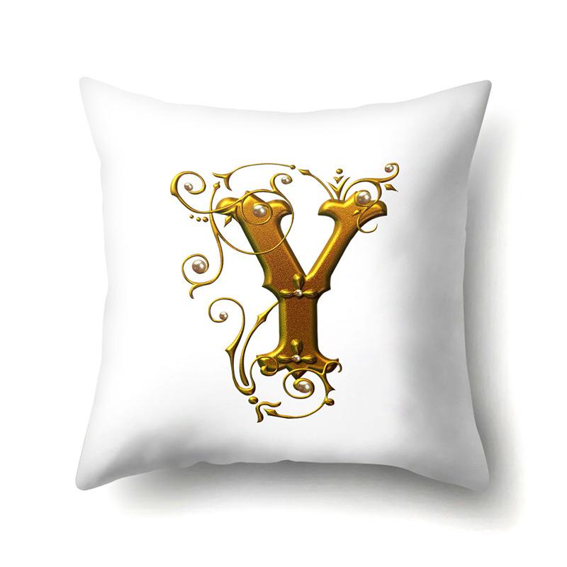 Полиэстеровая наволочка Автомобильное украшение Дом 26 английских букв Принт Автомобильная поясничная подушка Наволочка