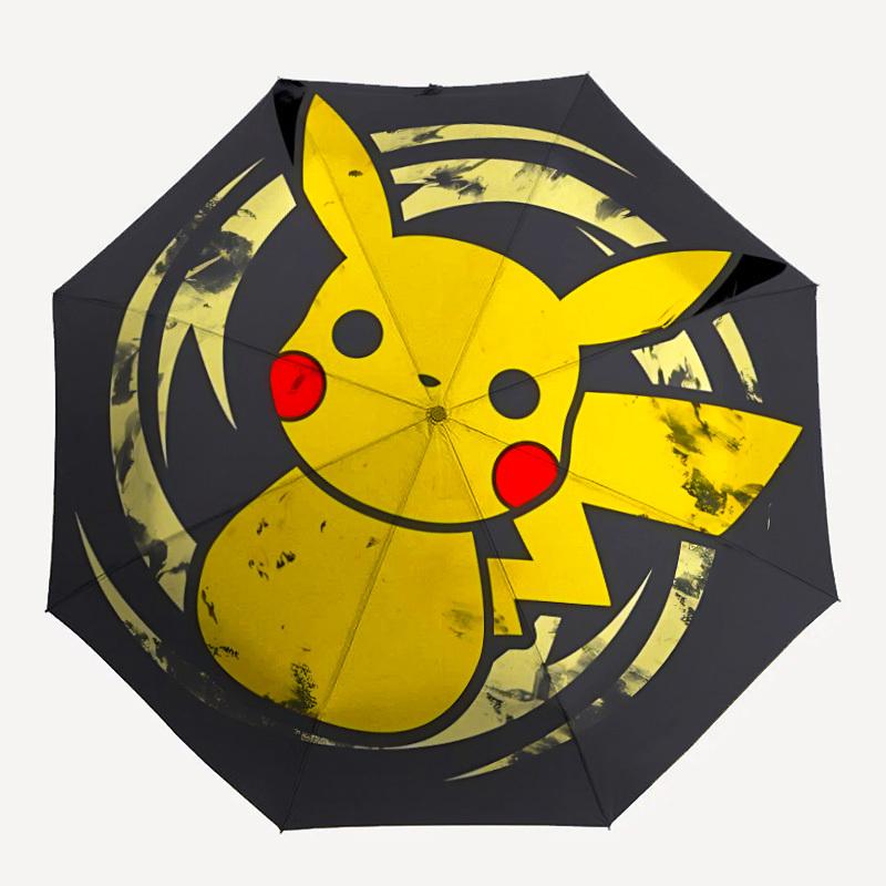 1pc Pikachu Icon Automatic Open/Close Umbrella, Portable 3-Fold Compact Umbrella for Men & Women, Perfect Gift for Birthday095