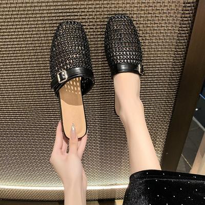 Модная женская сетчатая обувь-мюли, роскошные новые тапочки, балетки, сандалии 2025, дизайнерская обувь с вырезами, летние слинги, повседневная обувь с пряжкой, женская обувь