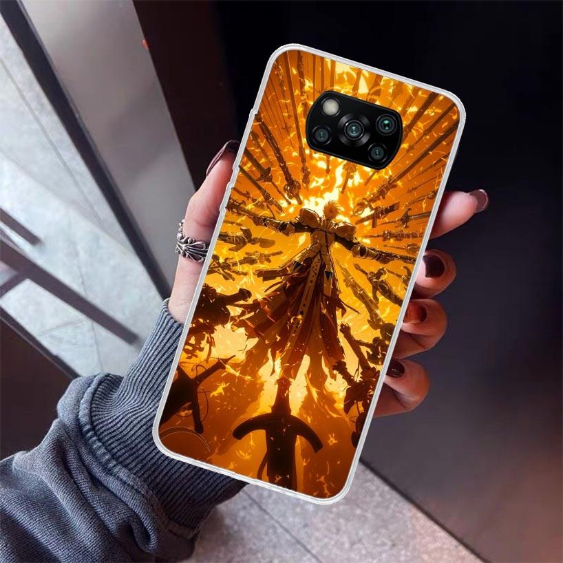 Fate Zero Stay Night Gilgamesh Phone Case For Xiaomi Poco X7 X6 X5 Pro F7 Ultra Redmi 15C 15 13 13C 12 12C 10 10A 10C 9 9A 9C 9T