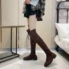 Fashion High Quality Lace Up High Knee High Women's Boots 2024 Platform Low Heel Comfortable Solid Color Fashionable Boots for Women