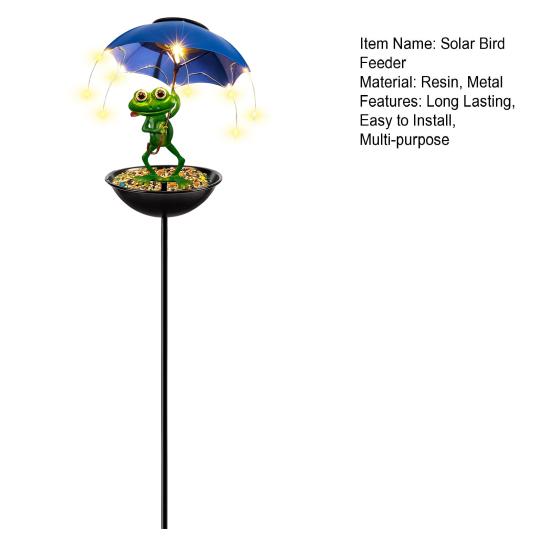 Солнечная кормушка для птиц Лягушка Садовый декор Конструкция с дренажными отверстиями Атмосферостойкая