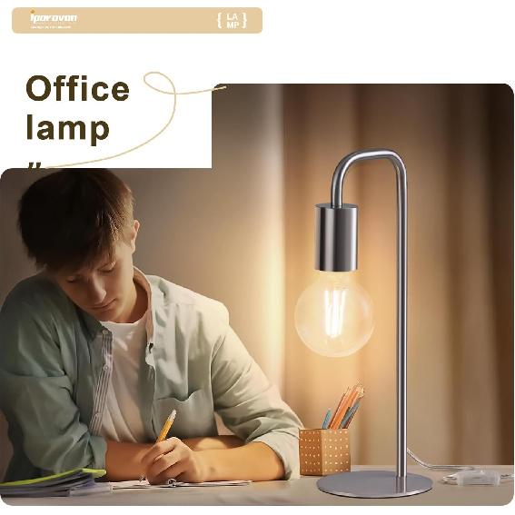 Modern Industrial Table Lamp with Cord Switch, 13.5in, for Bedside & Desk