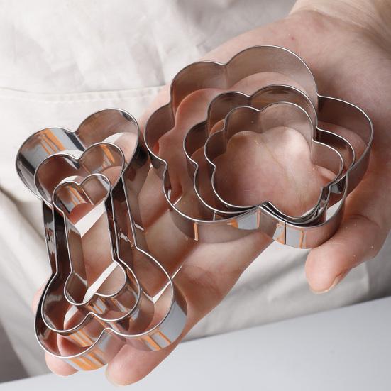 Набор формочек для печенья Yousheng Dog с верхом из ПВХ, формочки для печенья в виде собачьей кости и лапы, симпатичные формочки для печенья в виде животных, форма для лакомства для домашних животных