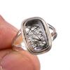 Natural Black Rutile Gemstone 925 Solid Sterling Silver Jewelry Ring Size 6 c4O44
