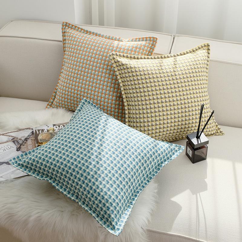 Nordic Retro Houndstooth Linen Pillowcase for Living Room Sofa