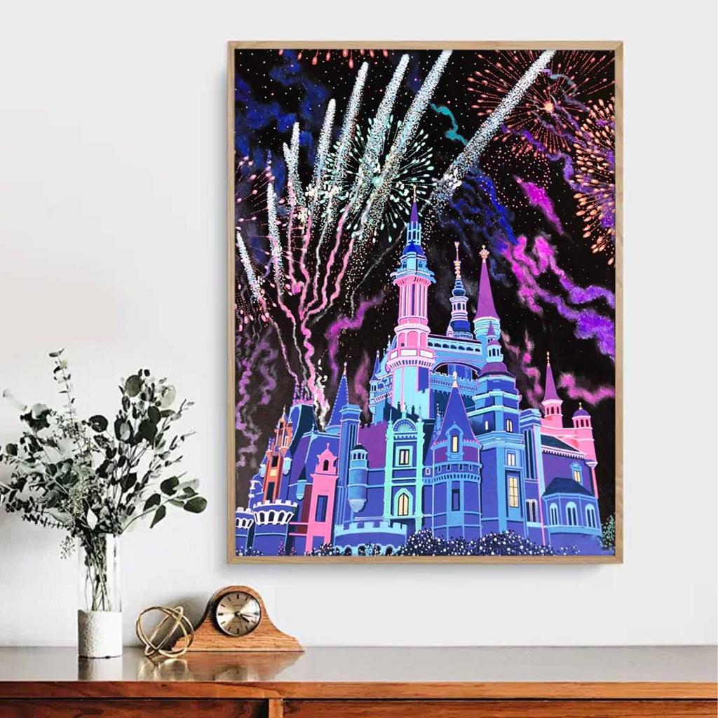 Полная круглая алмазная живопись Великолепный замок Искусство Стразы Картина Мозаика DIY 5D Вышивка крестом Домашнее украшение