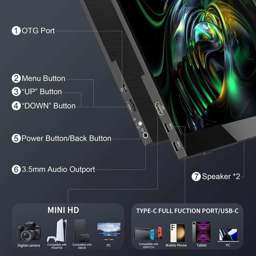 18.5-Inch Portable Monitor 1080P   Screen External Display Extended Monitor Compatible with  CelsiusPS4CelsiusXBOX   Rate 100Hz 100% SRGB