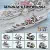 KAZI 758PCS Bismarck Battleship Building Blocks WW2 Military Aircraft Carrier 8 In 1 Assembly Bricks Children Christmas Gifts